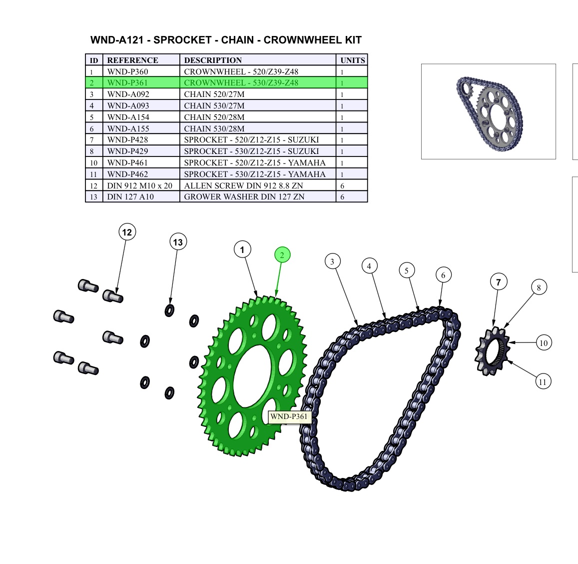 JRT Rear Sprocket 44/530 WND/XTR